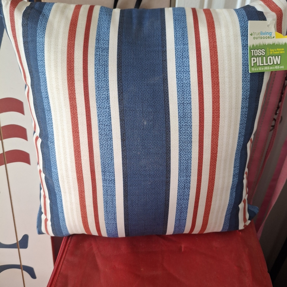 Striped Blue and Red Toss Pillow 2 Pillows